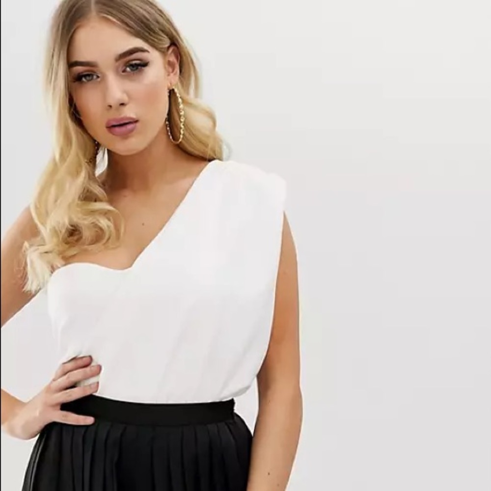 Missguided One Shoulder Drape Bodysuit - White